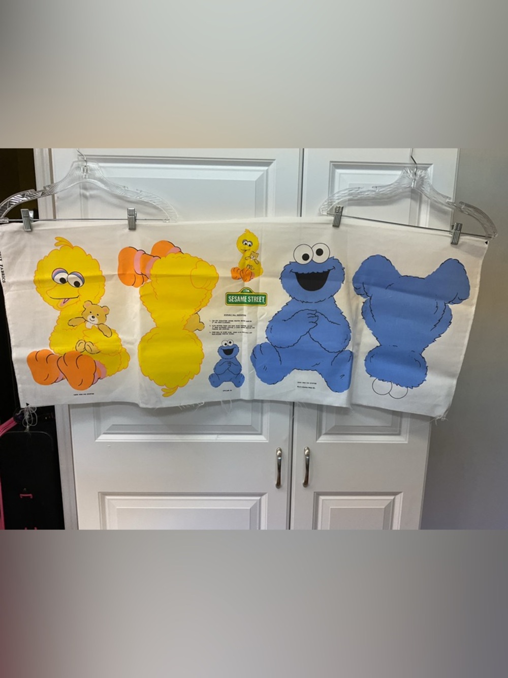 Sesame Street Panel with Cookie Monster & Big Bird in Blue and Yellow vtg ‘90’s